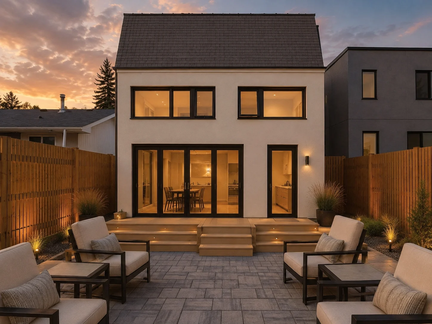 Rear patio connected to the living room